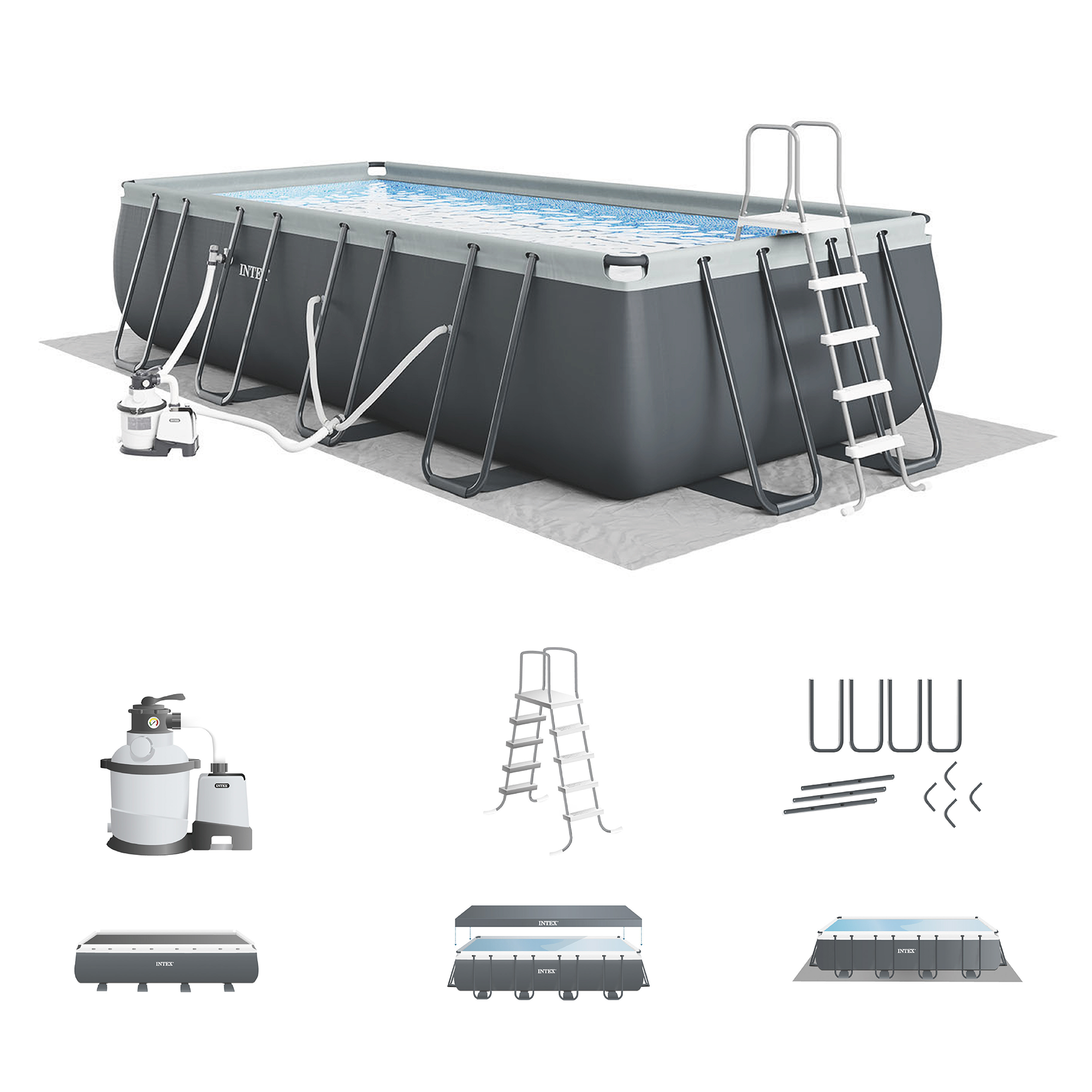 Intex 18Ft x 52In Ultra XTR Frame Swimming Pool Set w/Pump Filter (For Parts)