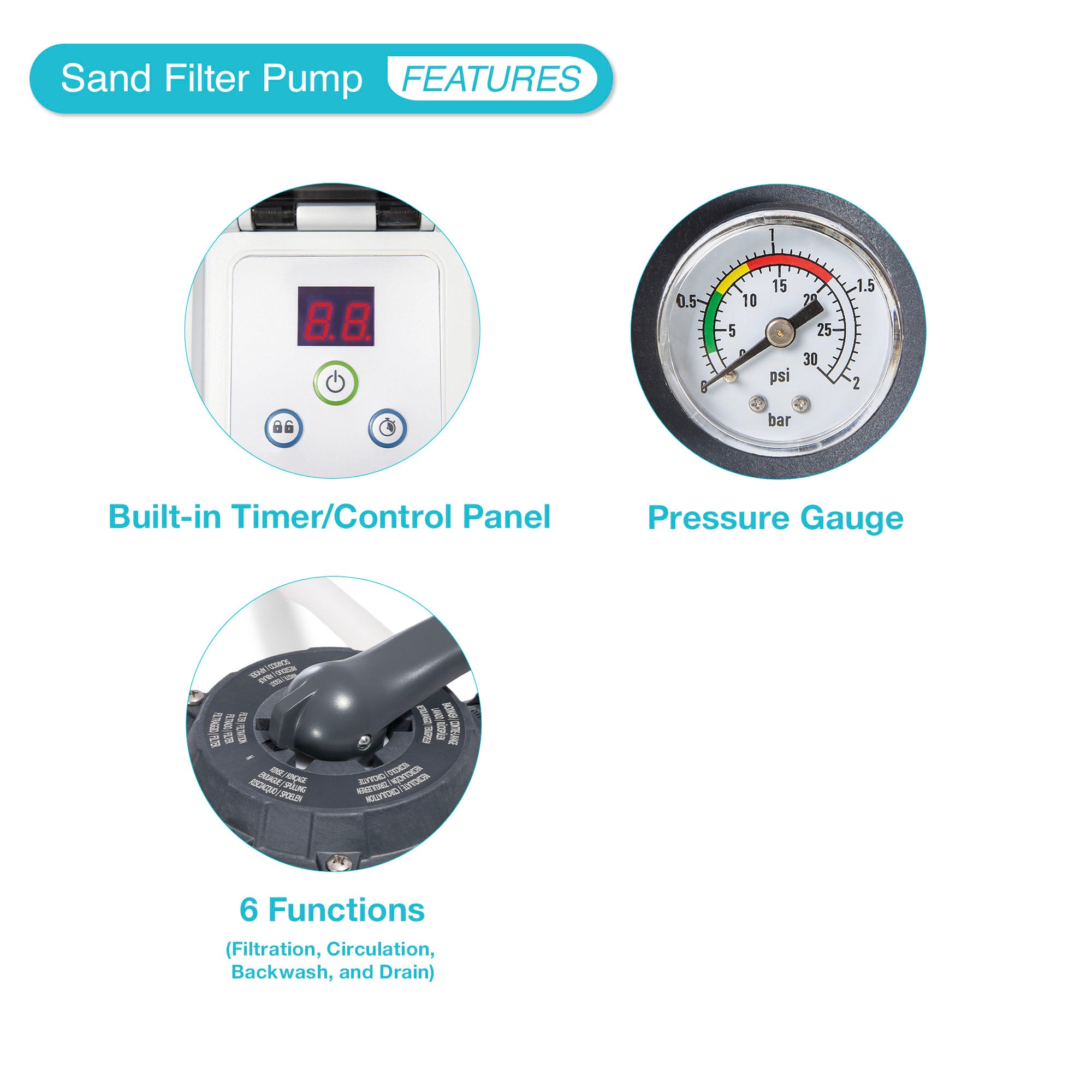 Intex 2100 GPH Sand Filter Pump, Deluxe Pool Maintenance Kit, & Pool Skimmer - VMInnovations