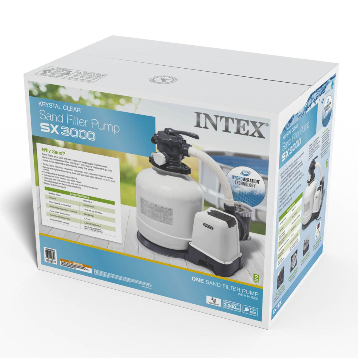 Intex 3000 GPH Above Ground Pool Sand Filter Pump with Automatic Timer (Damaged)