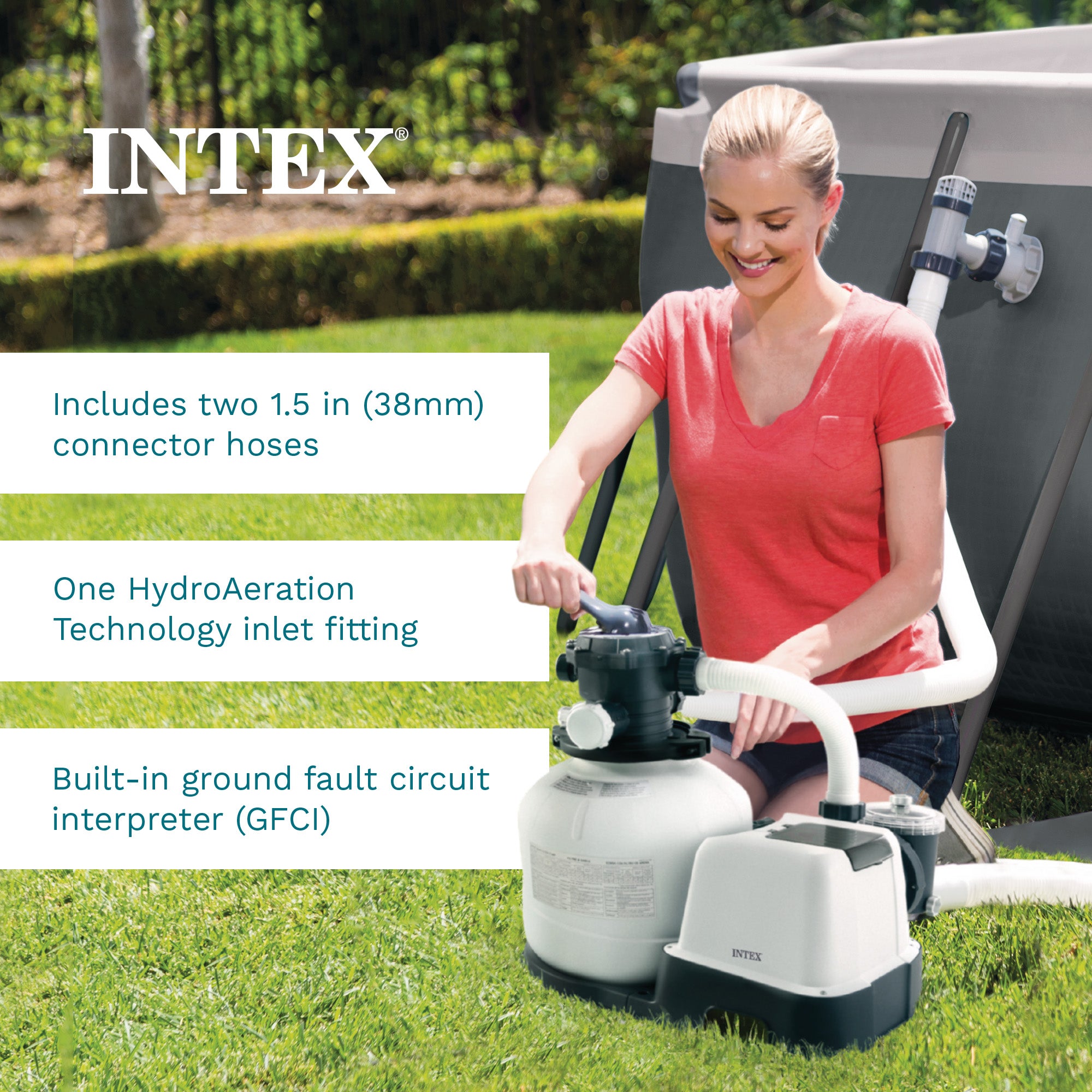 Intex 26651EG 3,000 GPH Above Ground Pool Sand Filter Pump with Automatic Timer
