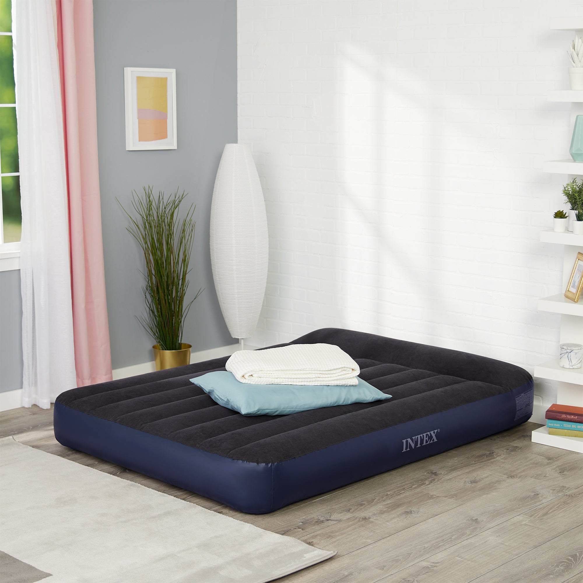 Intex Dura Beam Standard Classic Pillow Rest Airbed Mattress with Pump, Full