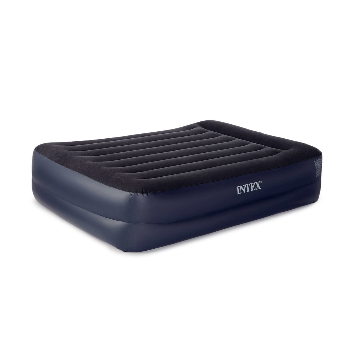 Intex Dura-Beam Pillow Rest Fiber Tech Air Mattress Bed w/ Built In Pump, Queen