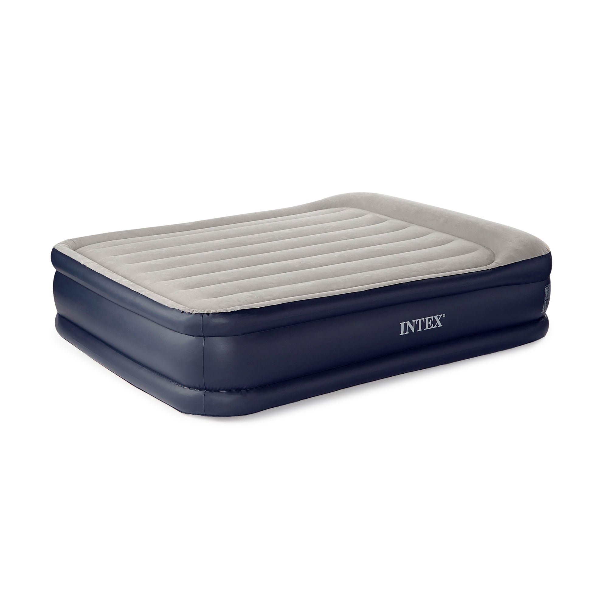 Intex Deluxe Pillow Rest Raised Blow Up Air Bed Mattress w/ Built In Pump, Queen