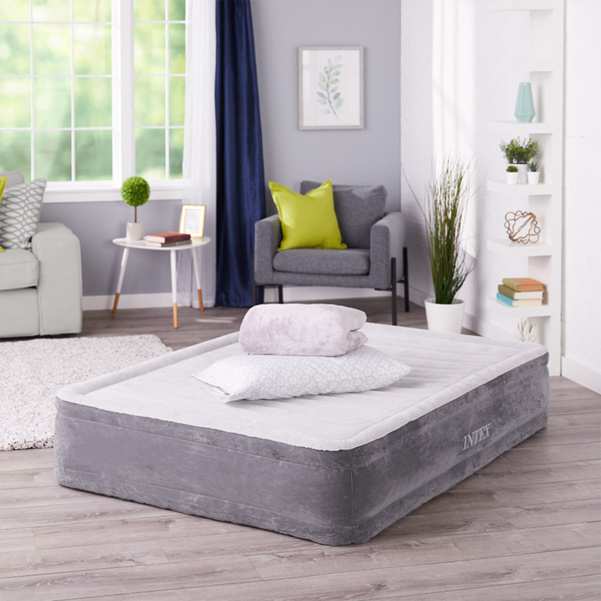 Intex Mid Rise Full Airbed with Built In Pump and Mid Rise Twin Airbed with Pump