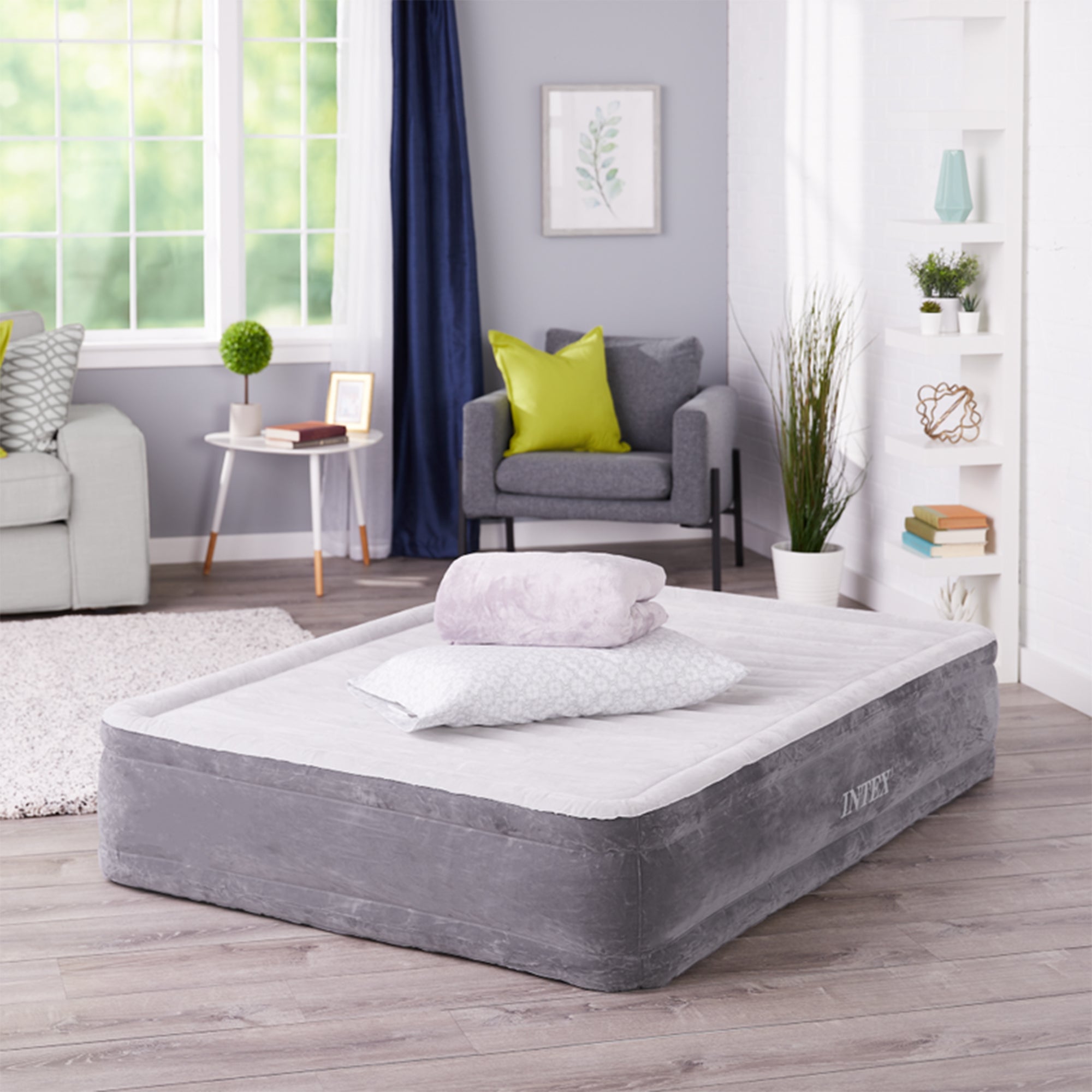 Intex Dura Beam Plus Series Mid Rise Airbed with Built-In Electric Pump, Full