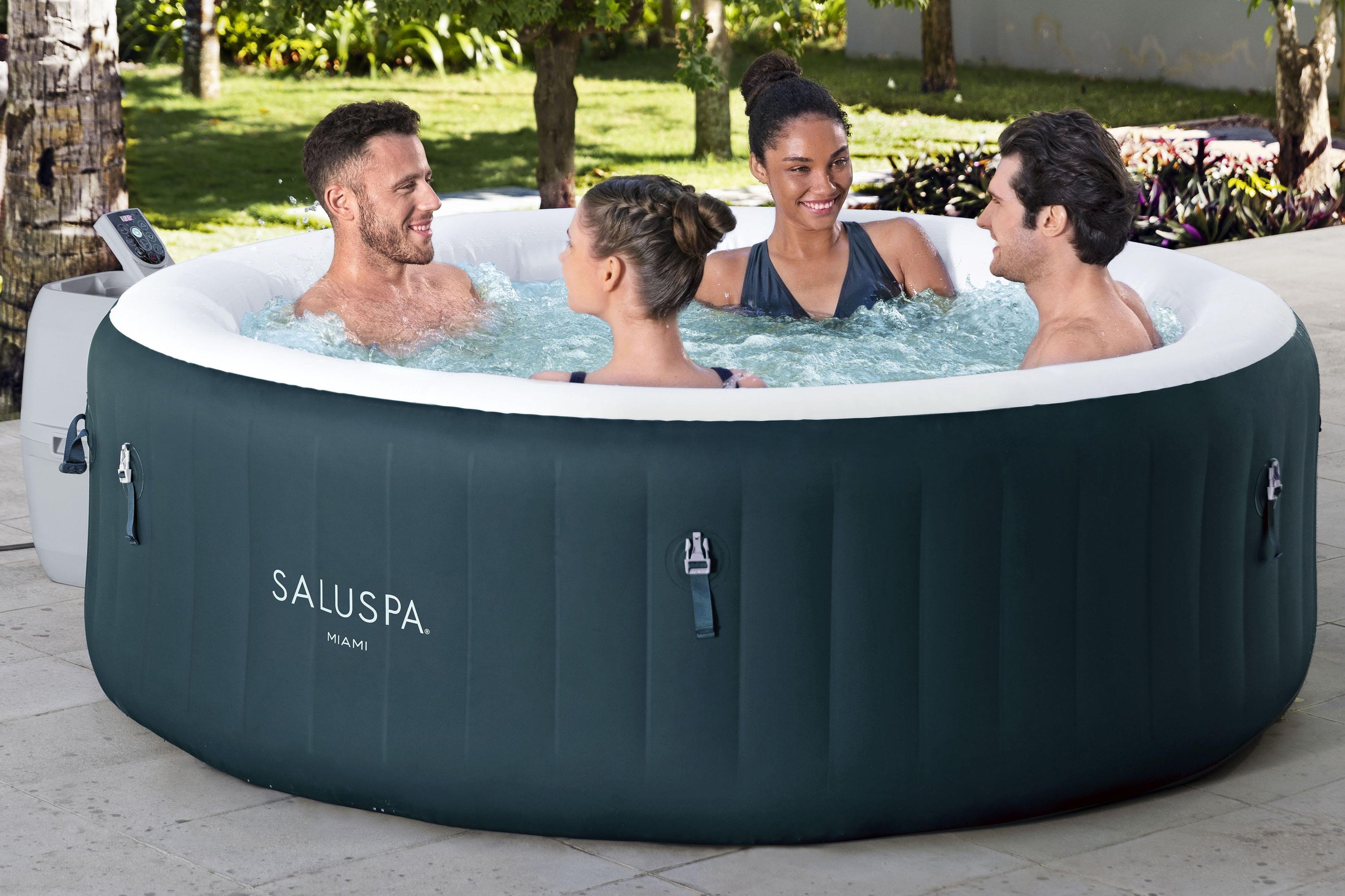 Bestway SaluSpa Miami AirJet 4-6 Person Inflatable Hot Tub w/ EnergySense Cover - VMInnovations