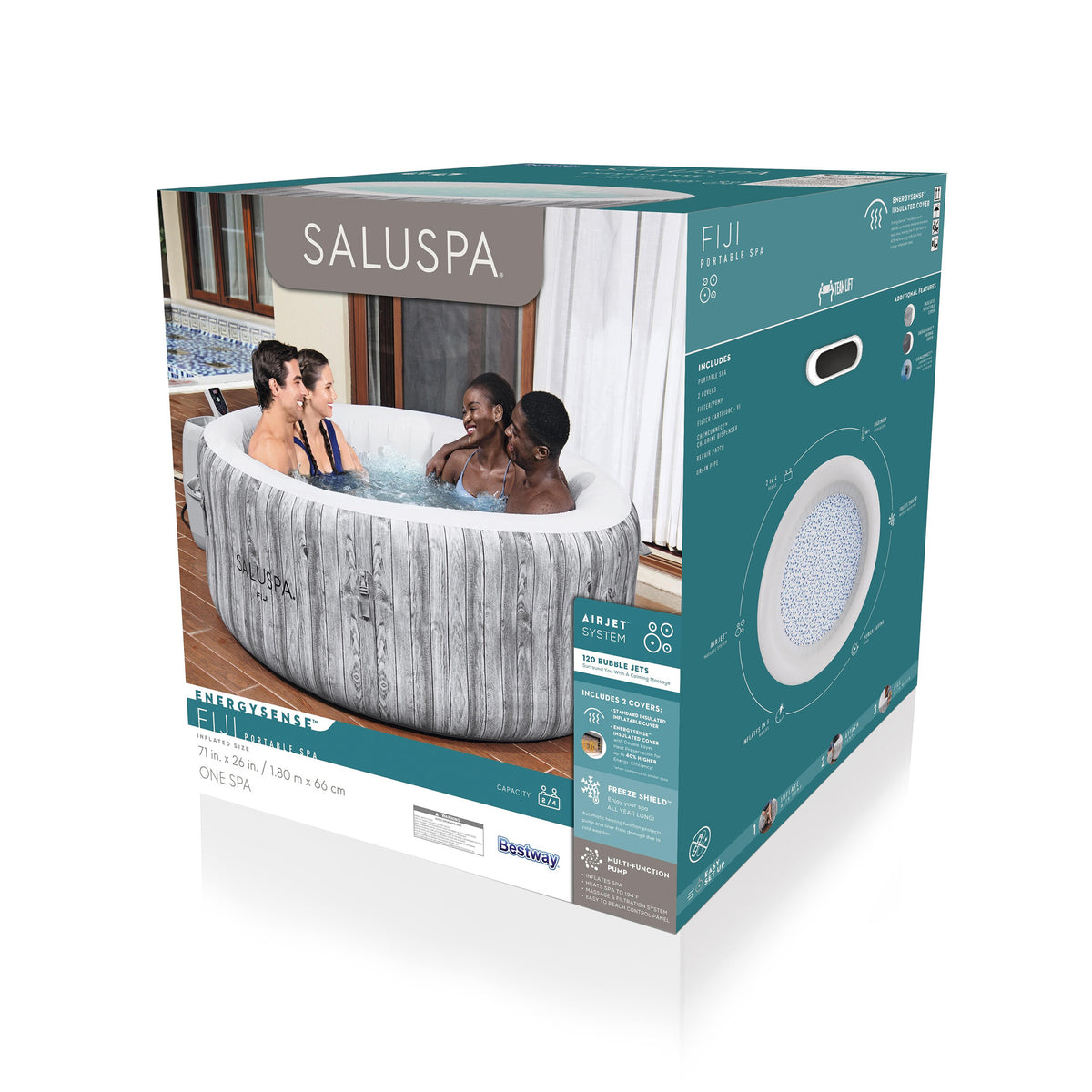 Bestway SaluSpa Fiji AirJet Inflatable Hot Tub w/EnergySense Cover, Grey (Used)