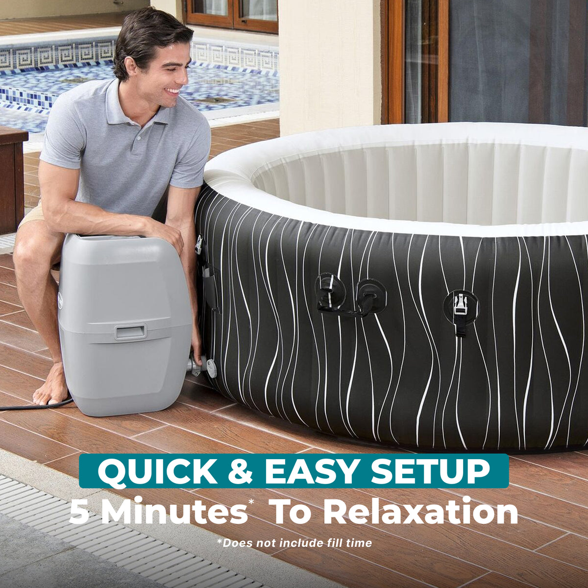 Bestway SaluSpa EnergySense Luxe AirJet Inflatable Hot Tub, Black (For Parts)