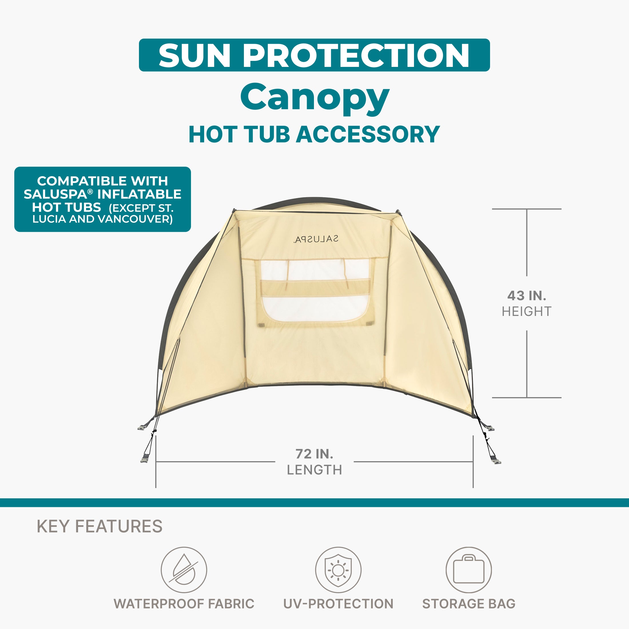 Bestway SaluSpa Sun Shade Canopy Accessory for Round Inflatable Hot Tub Spas