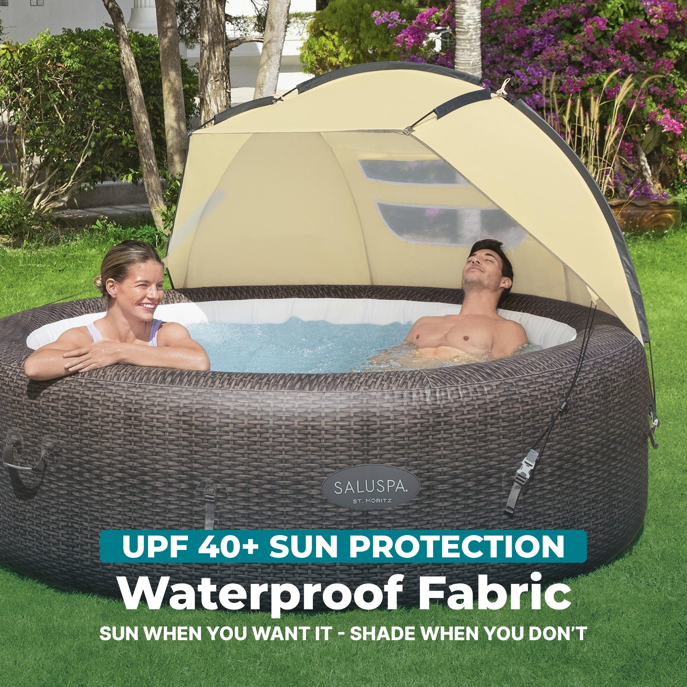 Bestway SaluSpa Sun Shade Canopy Accessory for Round Inflatable Hot Tub Spas