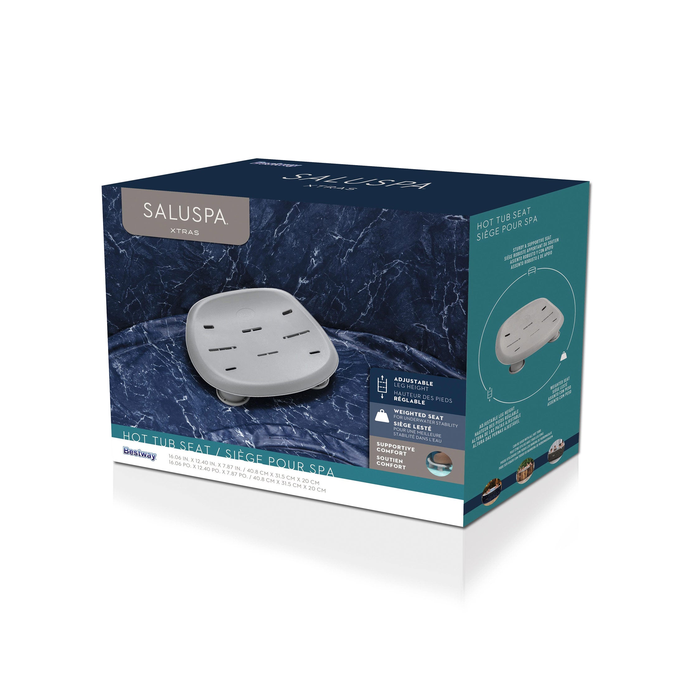 Bestway SaluSpa Underwater Non Slip Pool and Spa Seat with Adjustable Legs, Gray - VMInnovations