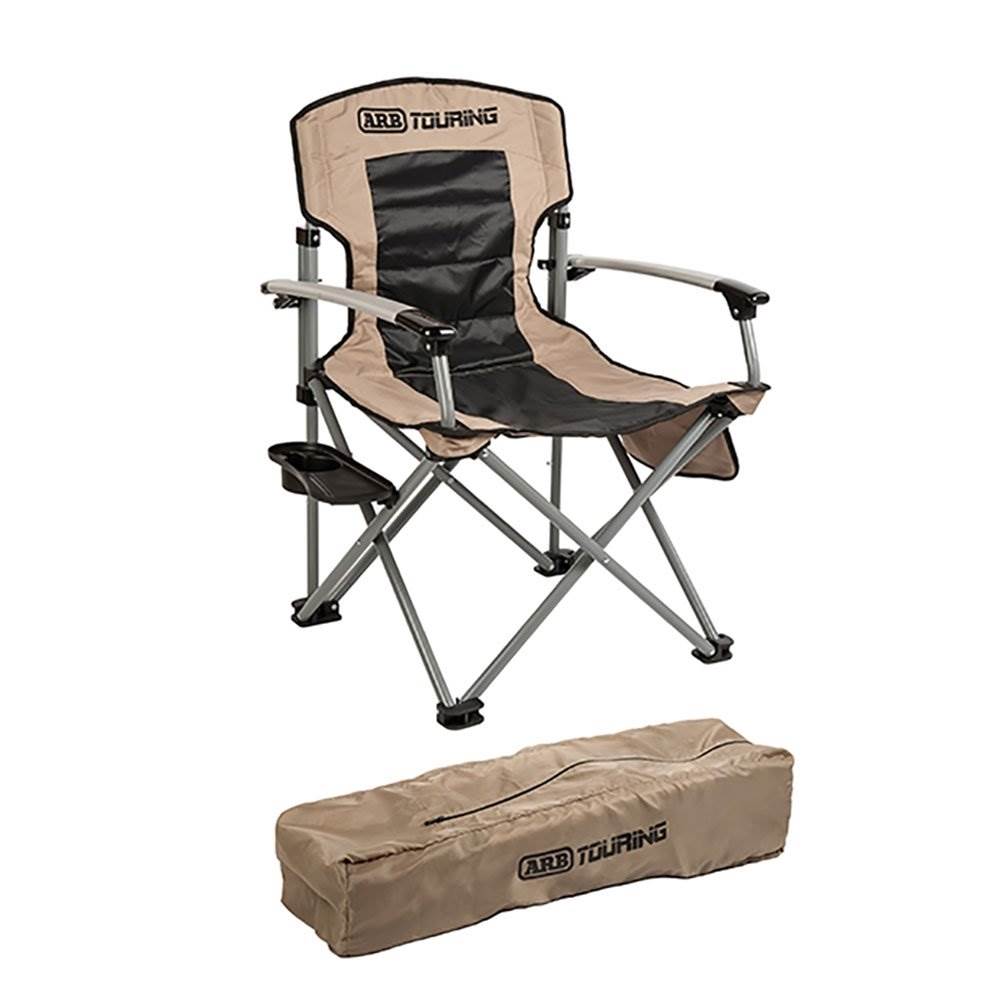 ARB Sport Folding Heavy Duty Outdoor Camping Chair with Side Table, Tan (Used)