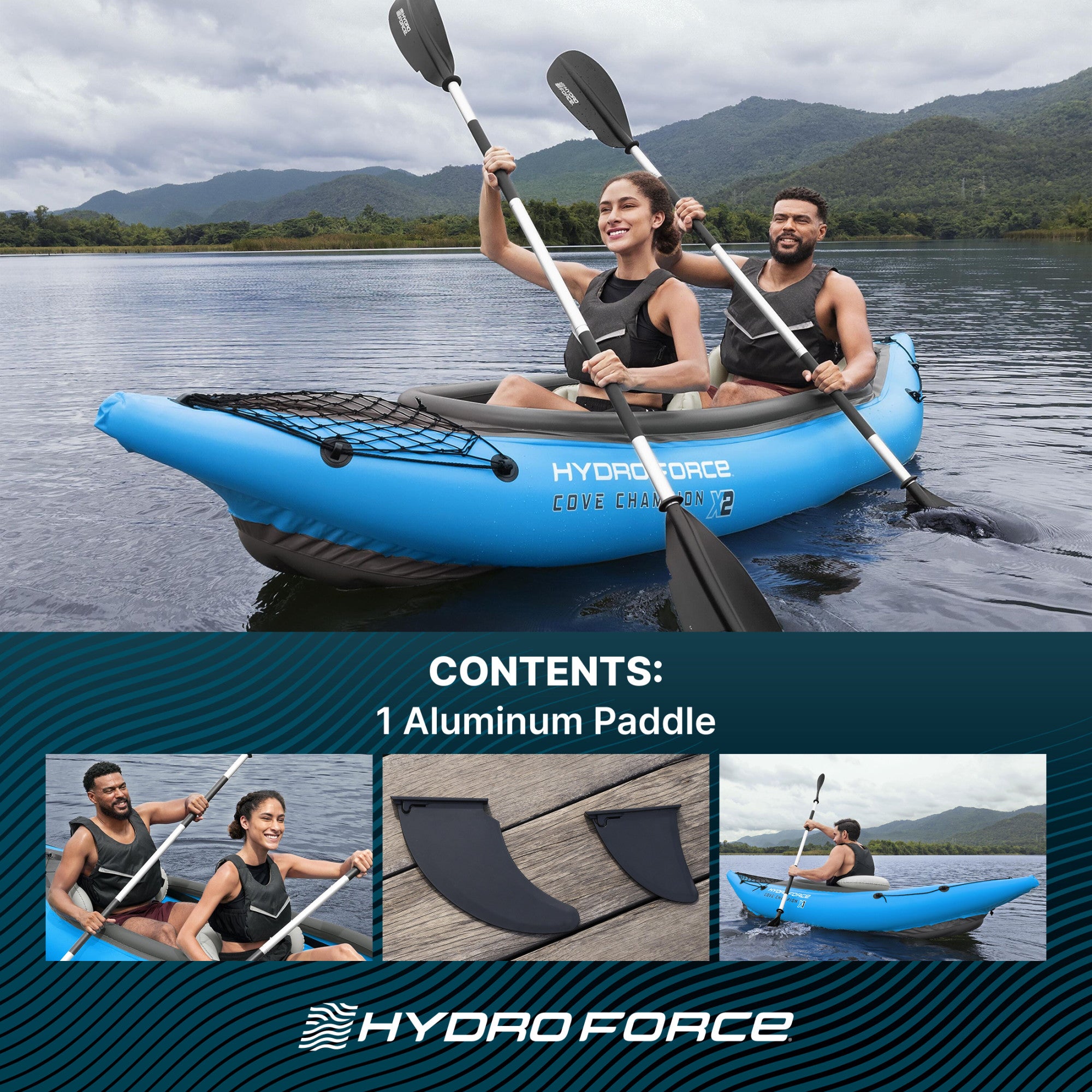 Bestway 91” Adjustable Aluminum Locking Kayak Paddle & Grip, Black (Open Box) - VMInnovations