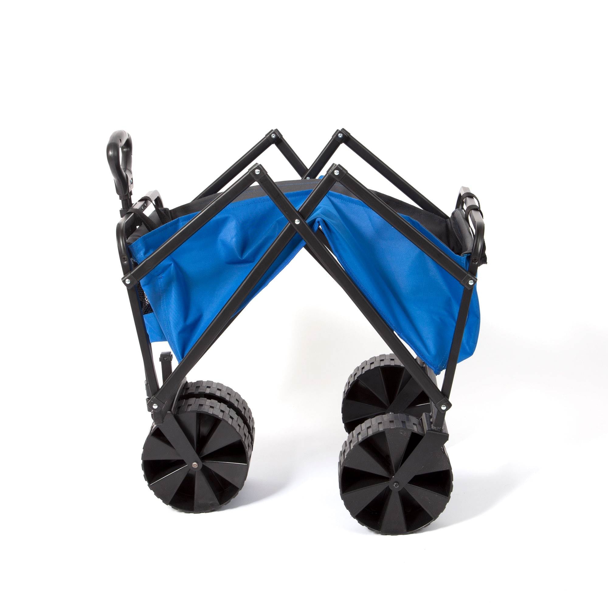 Seina Manual 150 Pound Steel Frame Folding Cart Beach Wagon, Blue/Gray (Used) - VMInnovations