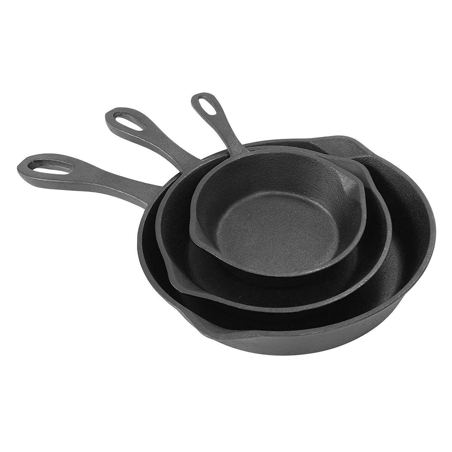 Bayou Classic 6" 8" 10" Oven Safe Cast Iron Skillet Cooking Set, Black(Open Box)