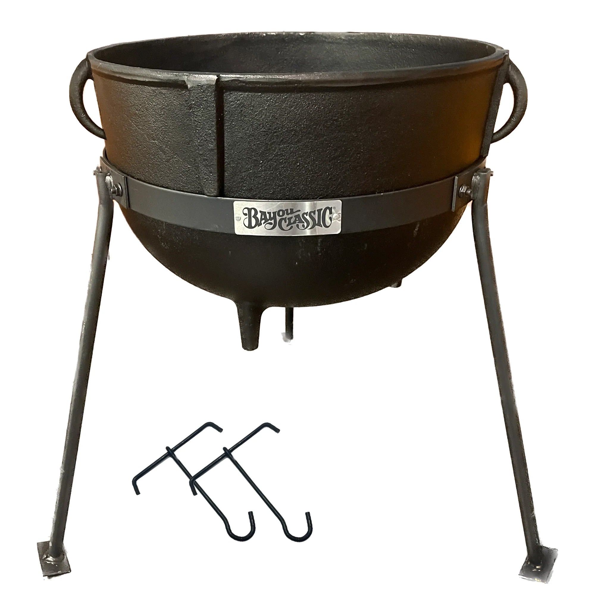 Bayou 5 Gallon Seasoned Cast Iron Jambalaya Cooking Pot, Lid, & Steel Stand Set