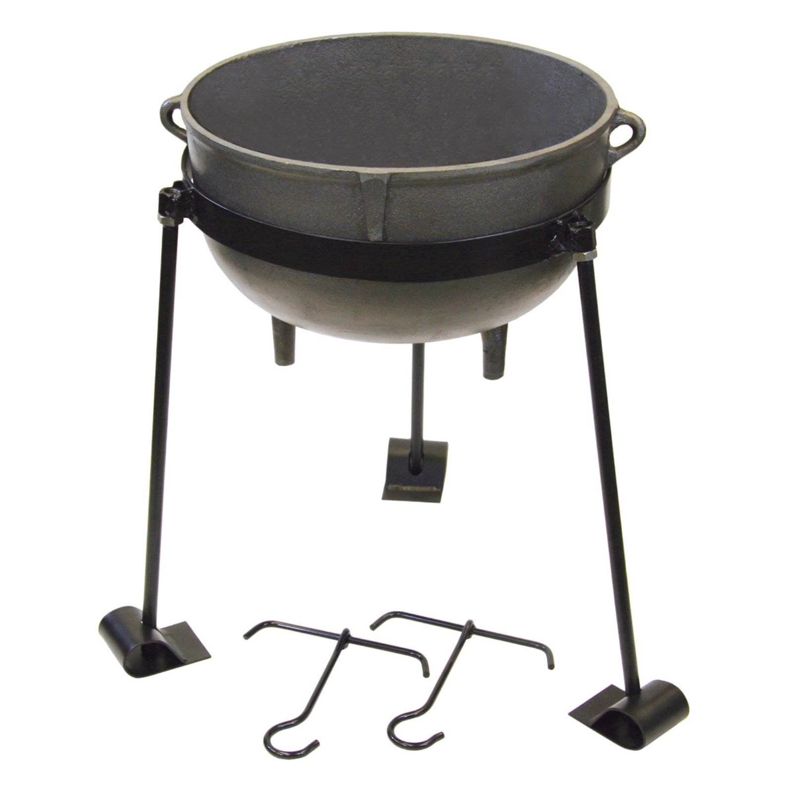 Bayou 5 Gallon Seasoned Cast Iron Jambalaya Cooking Pot, Lid, & Steel Stand Set - VMInnovations