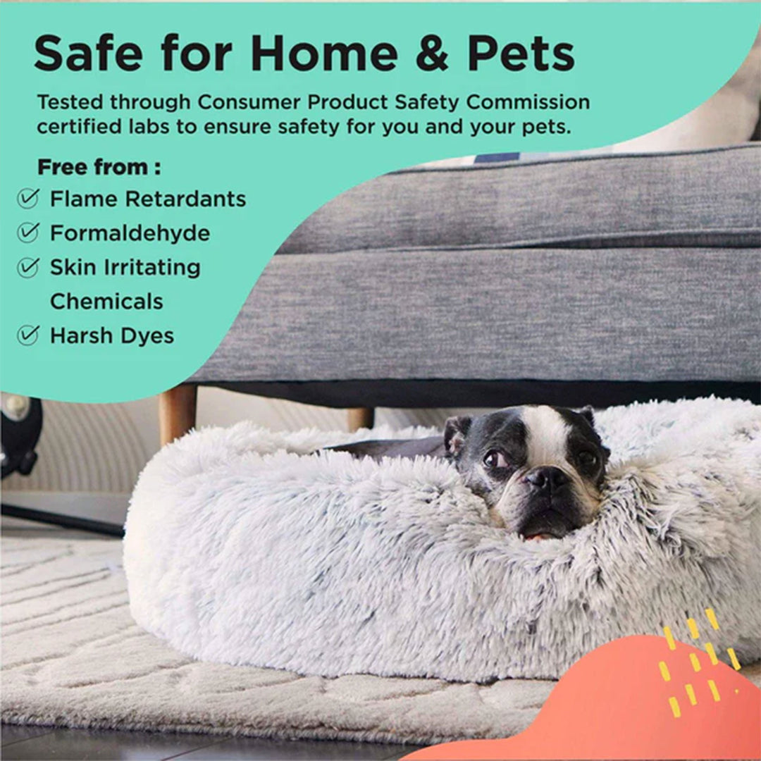 Best Friends by Sheri Luxury 23" Shag Faux Fur Donut Pet Bed, Frost White (Used) - VMInnovations