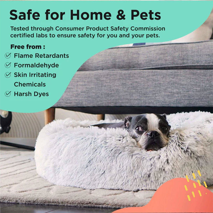 Best Friends by Sheri Luxury 23" Shag Faux Fur Donut Pet Bed, Frost White (Used) - VMInnovations