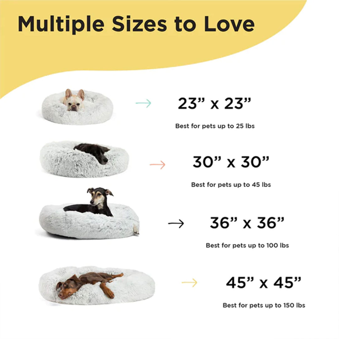 Best Friends by Sheri Luxury 23" Shag Faux Fur Donut Pet Bed, Frost White (Used) - VMInnovations
