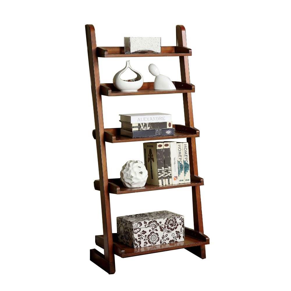 Furniture of America Wood Lugo Leaning 5 Tier Ladder Shelf Bookcase (Open Box)