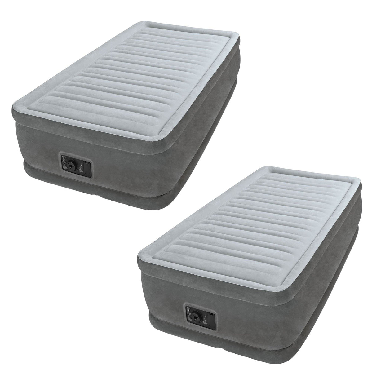 Intex Comfort Dura Beam Elevated Twin Air Mattress w/ Built In Pump (2 Pack)