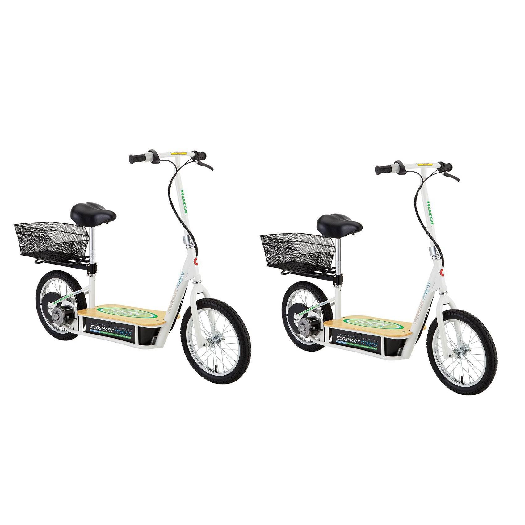 Razor EcoSmart Metro Electric Economical Scooter with Seat & Rack, Green (2 Pack)
