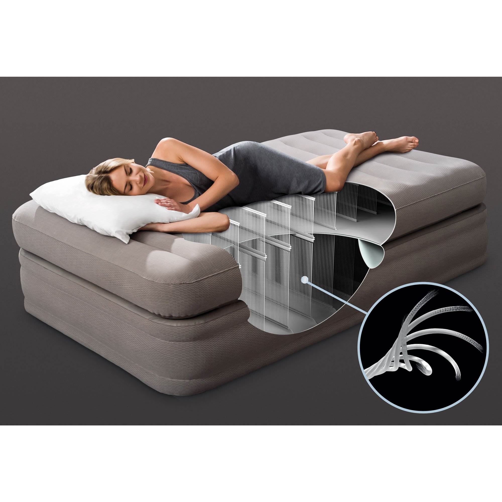 Intex Inflatable Prime Comfort Elevated Airbed with Built-In Pump, Twin (2 Pack)