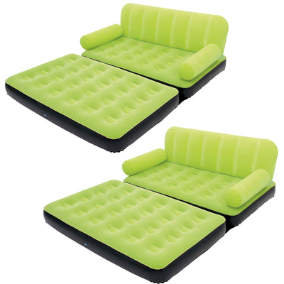 Bestway Multi Max Inflatable Air Couch with Sidewinder AC Pump, Green (2 Pack)