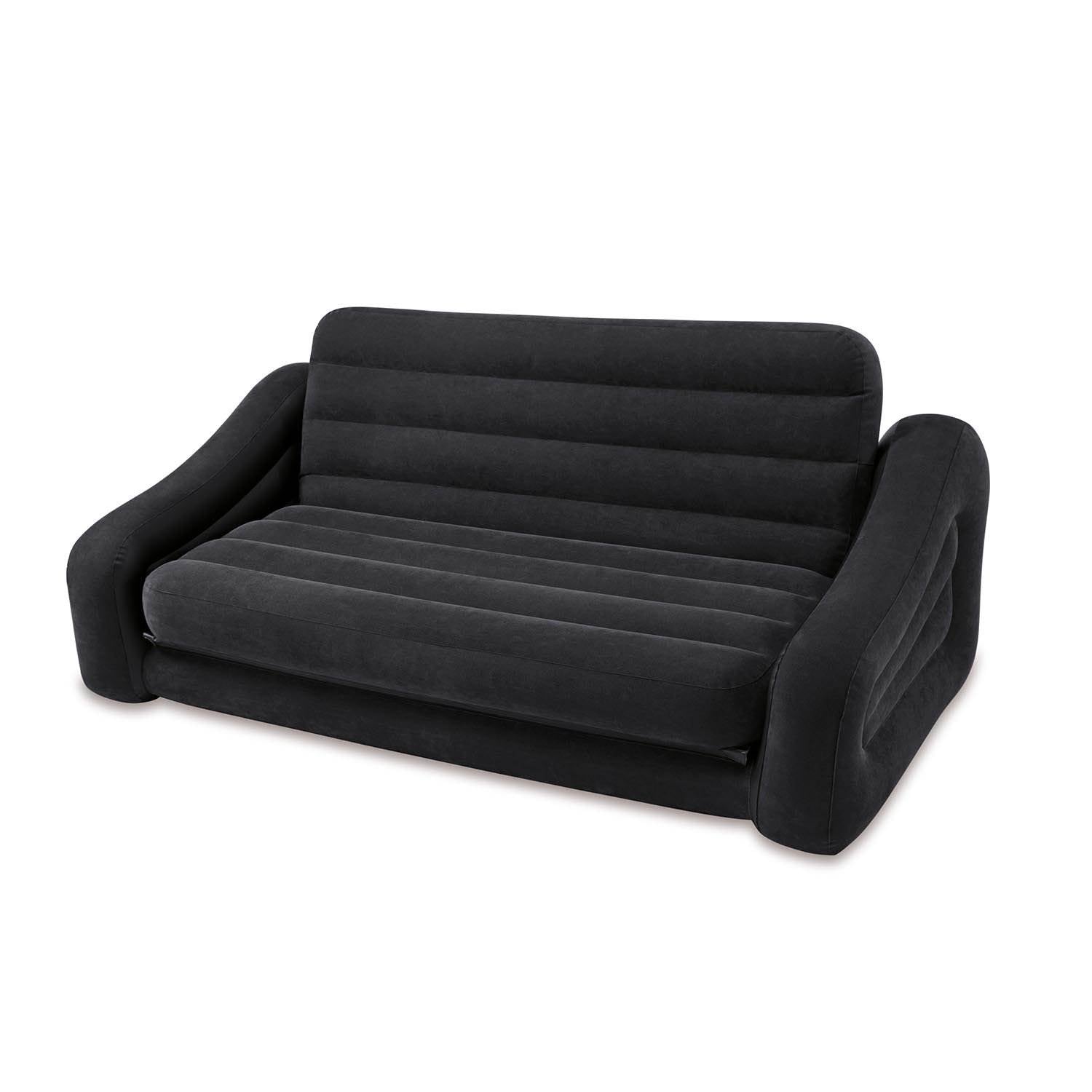 Intex Inflatable Queen Size Pull Out Futon Sofa Couch Bed, Dark Gray (2 Pack)