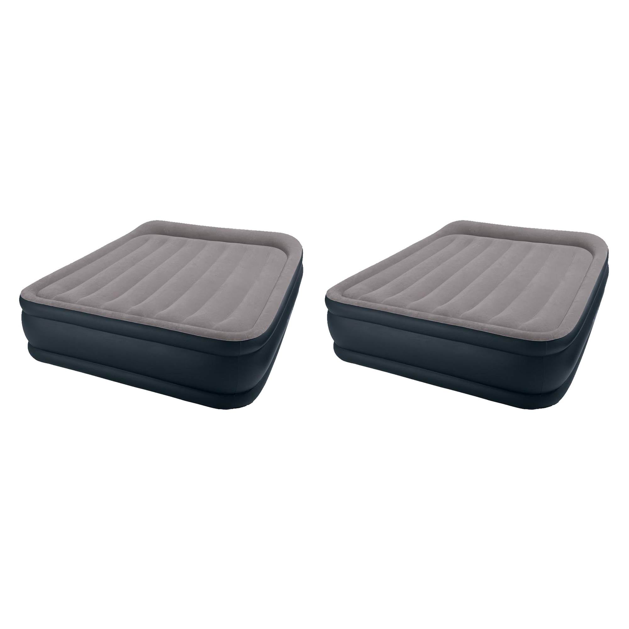 Intex Deluxe Raised Pillow Rest Air Mattress with Built-In Pump, Queen (2 Pack)