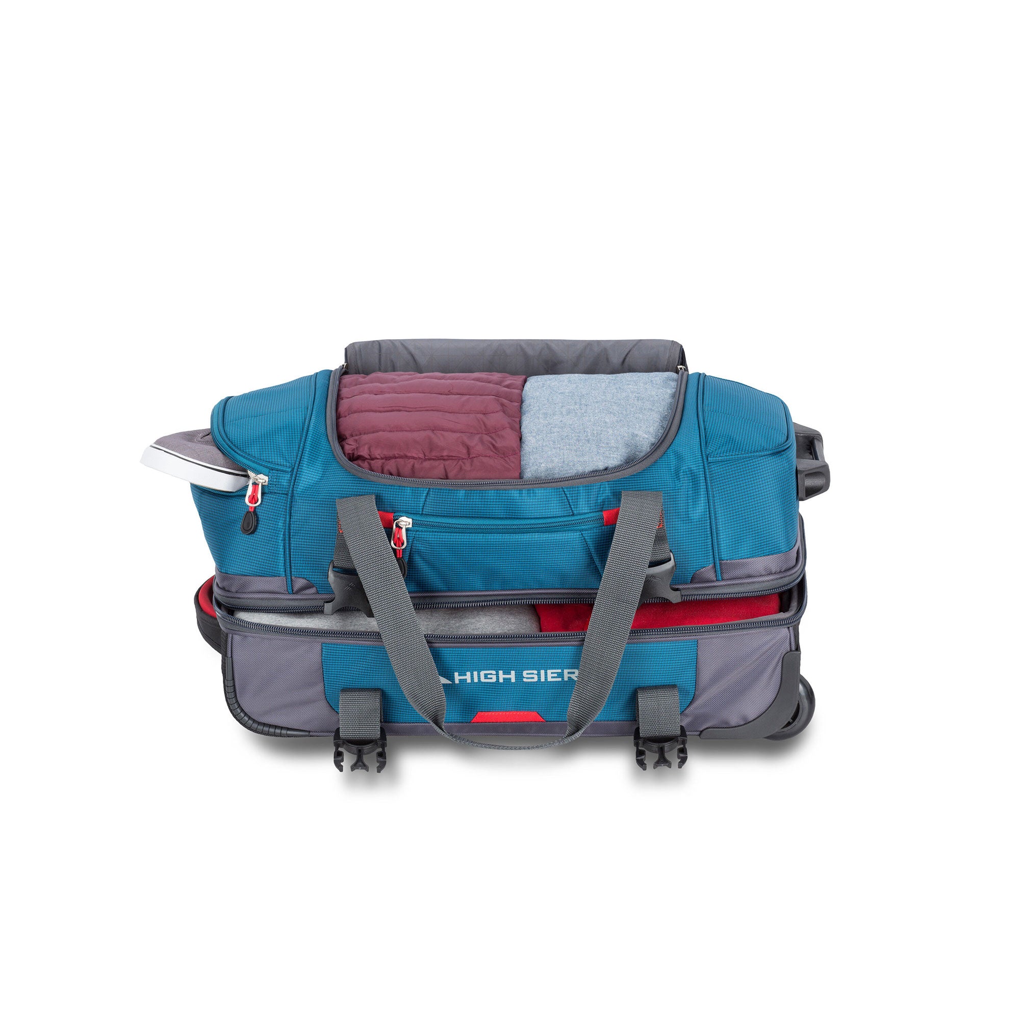 High Sierra Decatur 22 Inch Drop-Bottom Wheeled Duffel Bag, Peacock (Open Box)