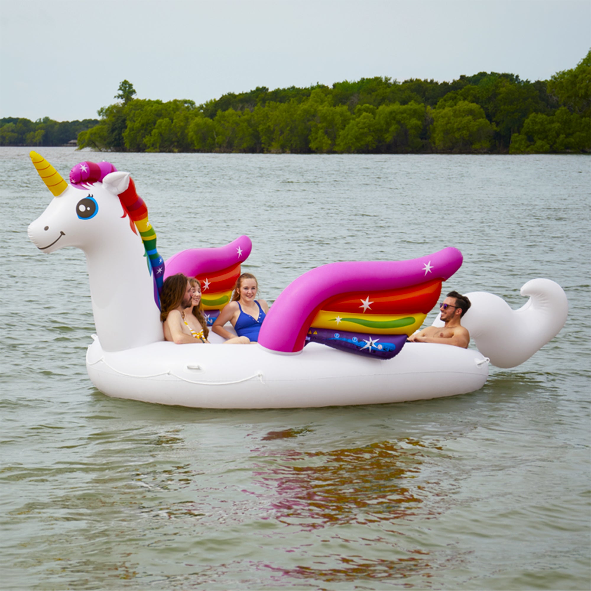 Intex 57266EP Adult Inflatable Unicorn Party Island Pool Lounger Float, White