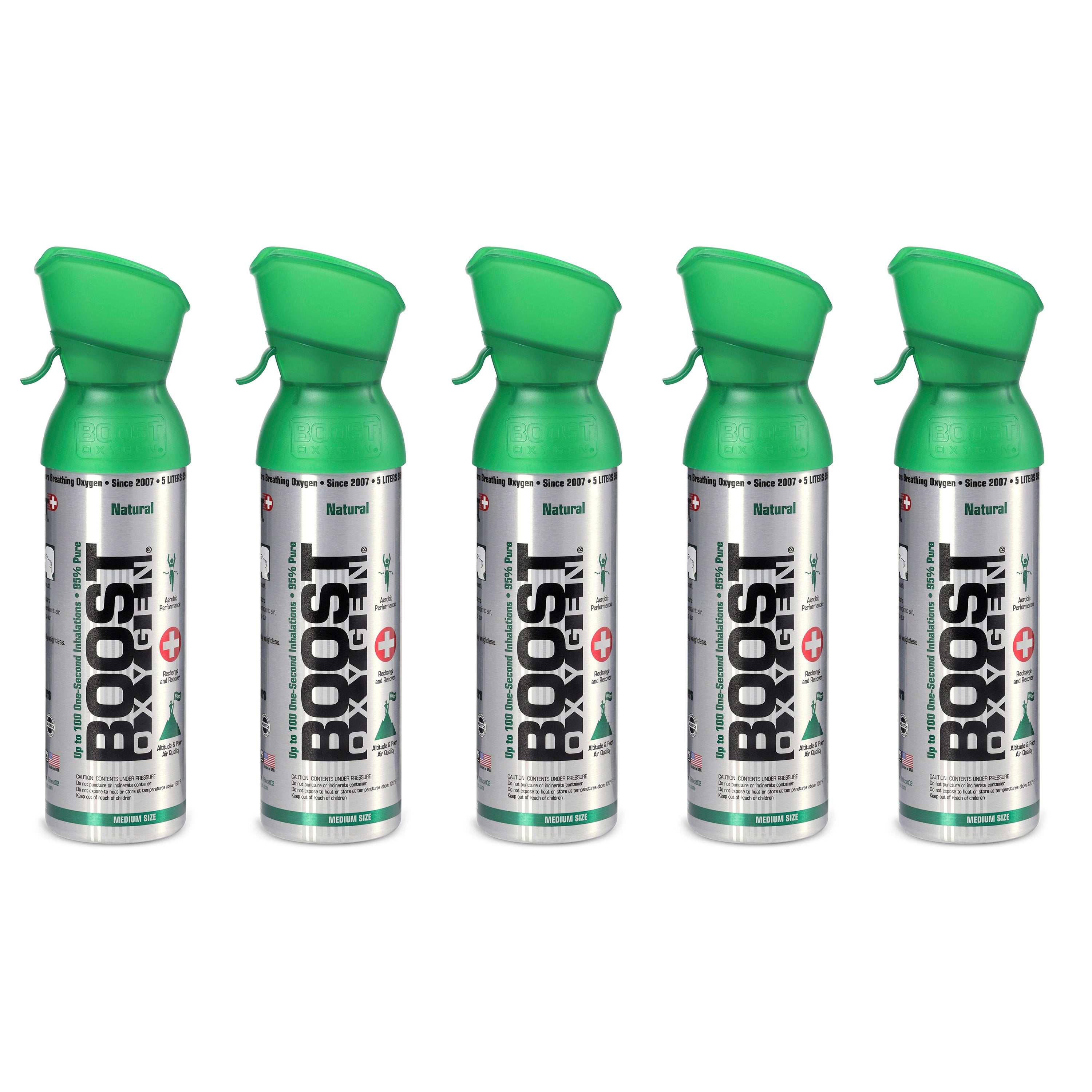 Boost Oxygen Natural Portable 5 Liter Pure Oxygen Canister, Flavorless (5 Pack) - VMInnovations