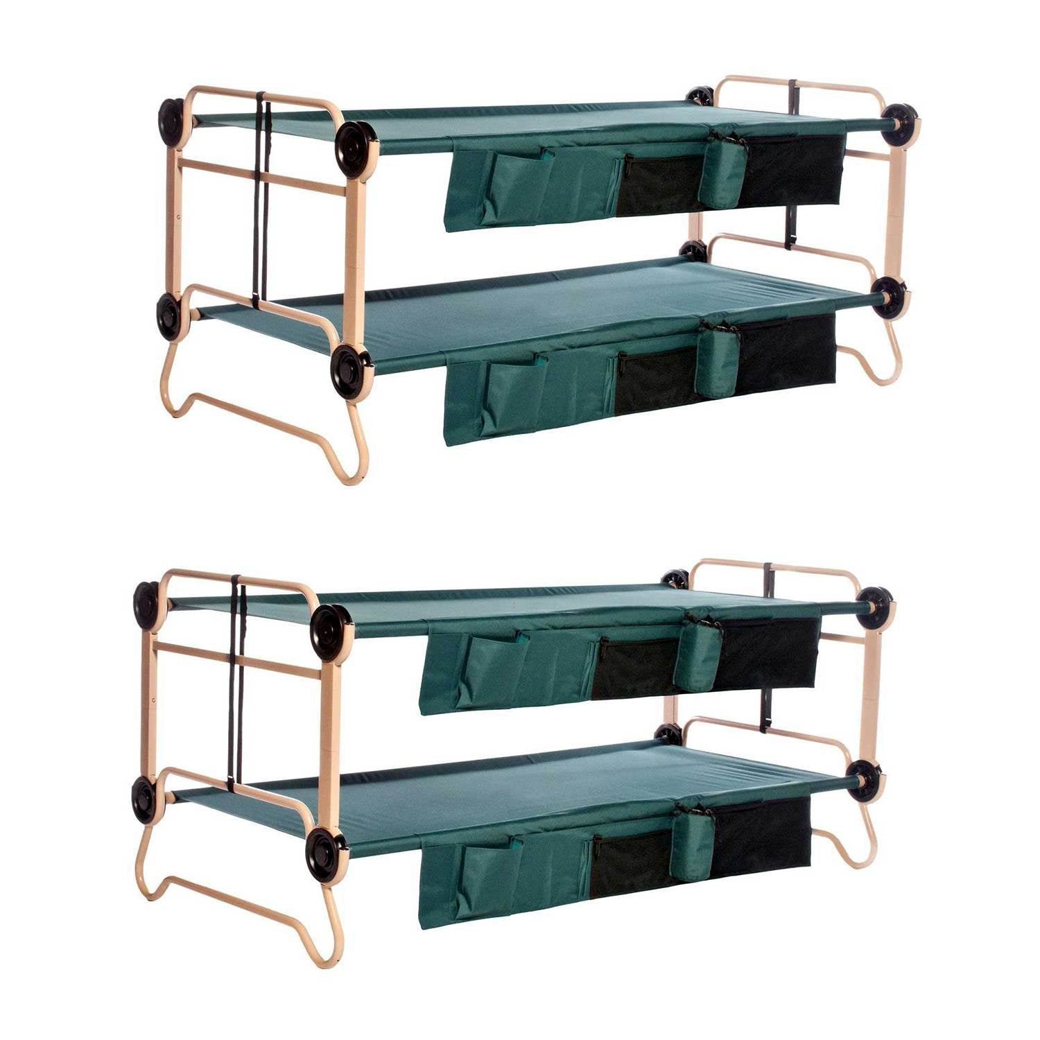 Disc-O-Bed X-Large Cam-O-Bunk Benchable Bunked Double Cot w/ Organizers (2 Pack) - VMInnovations