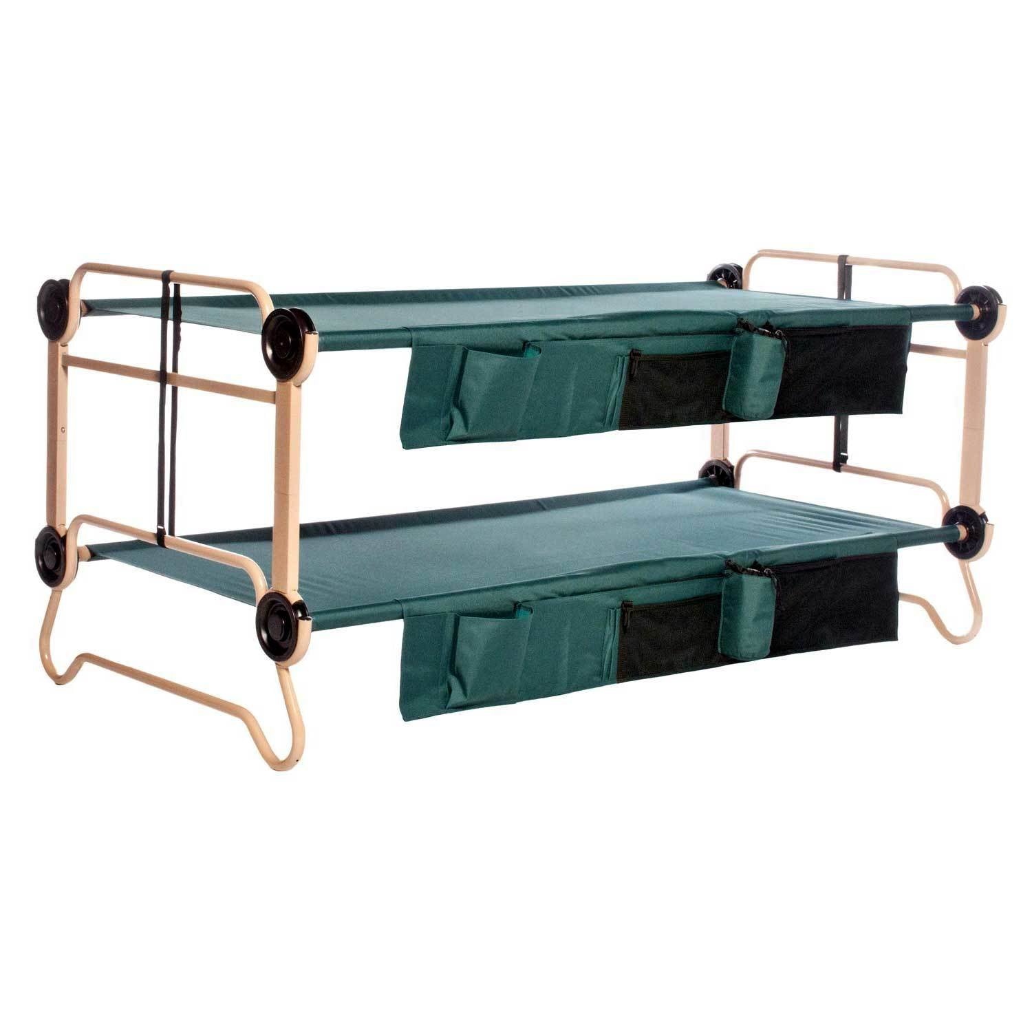 Disc-O-Bed X-Large Cam-O-Bunk Benchable Bunked Double Cot w/ Organizers (2 Pack) - VMInnovations
