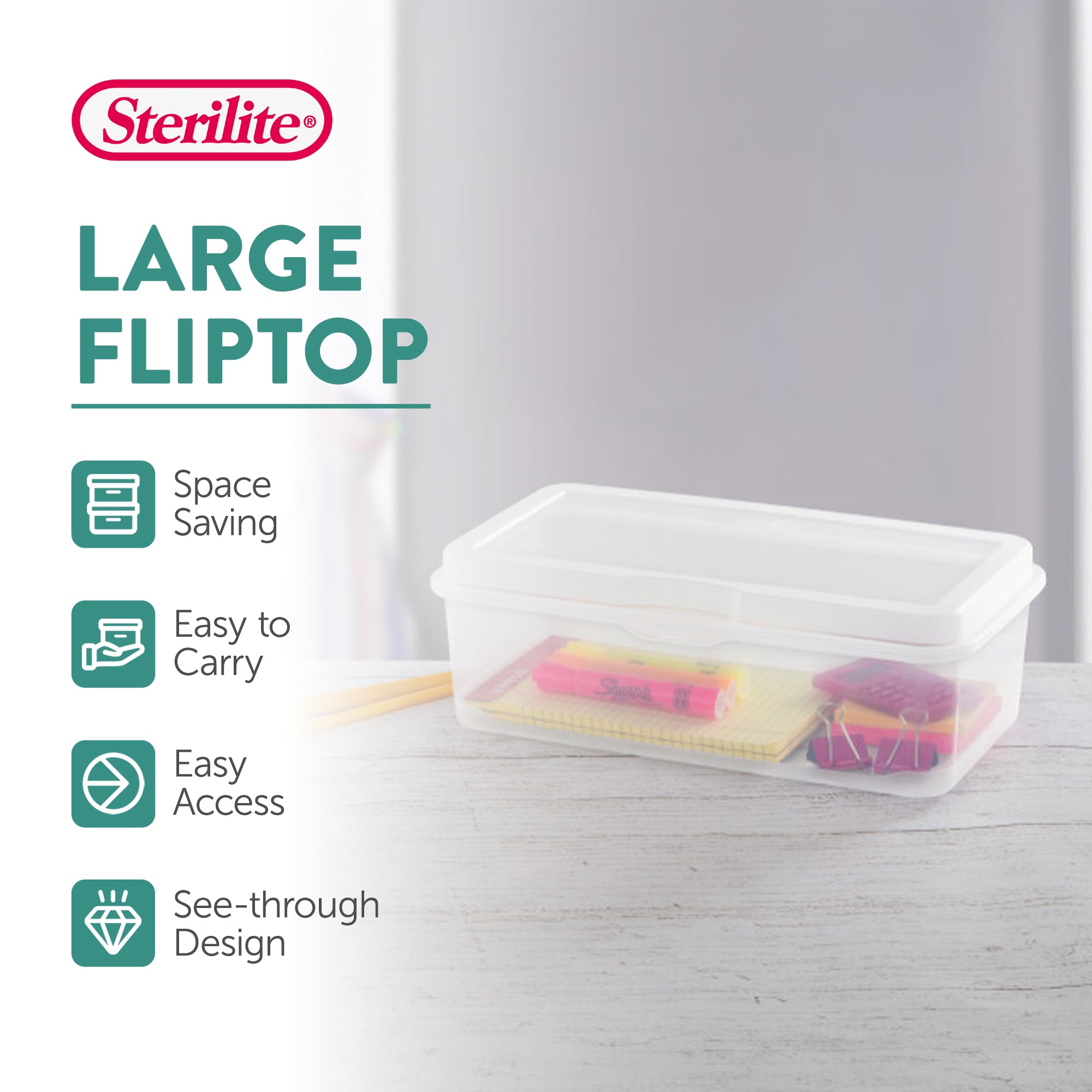 Sterilite Plastic Stacking FlipTop Latching Storage Box Container, Clear 18 Pack