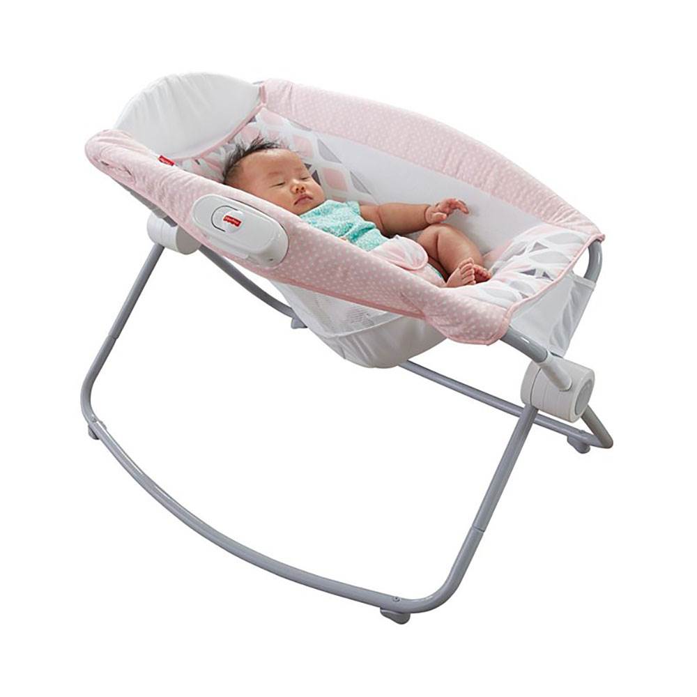 Fisher Price Lightweight Portable Rock 'n Play Vibrating Sleeper Chair, Pink