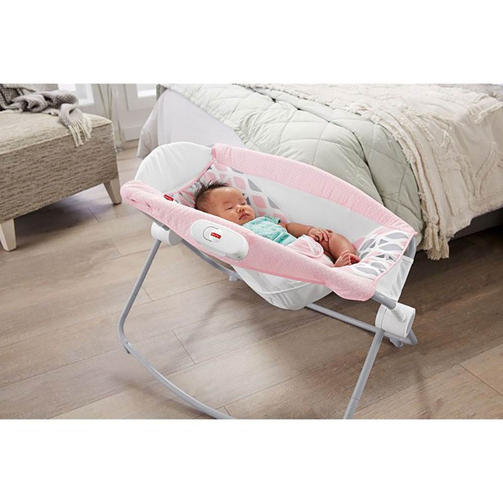 Fisher Price Lightweight Portable Rock 'n Play Vibrating Sleeper Chair, Pink