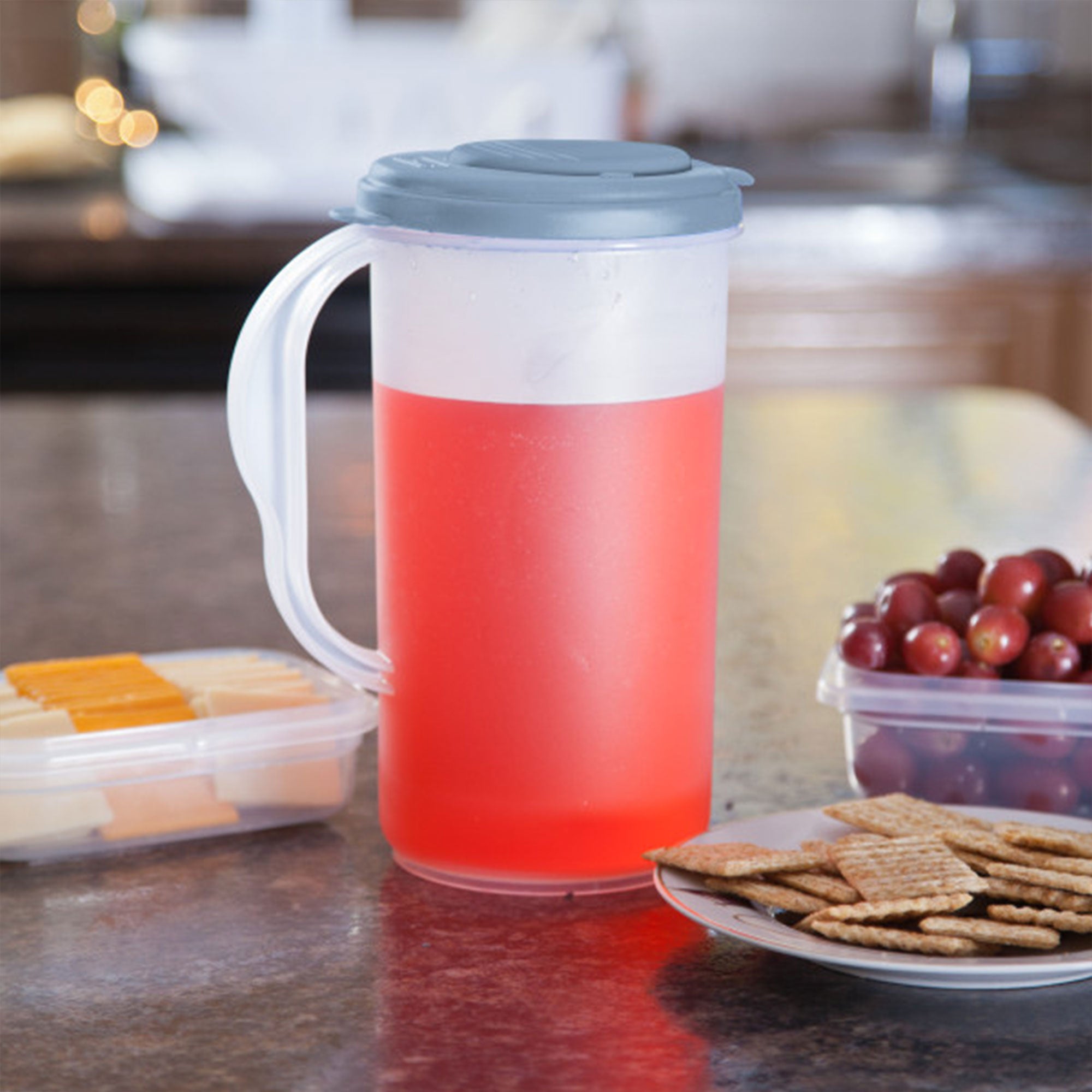Sterilite 2 Quart, 64oz Clear Plastic Flip Top Pour Pitcher with Lid (18 Pack) - VMInnovations