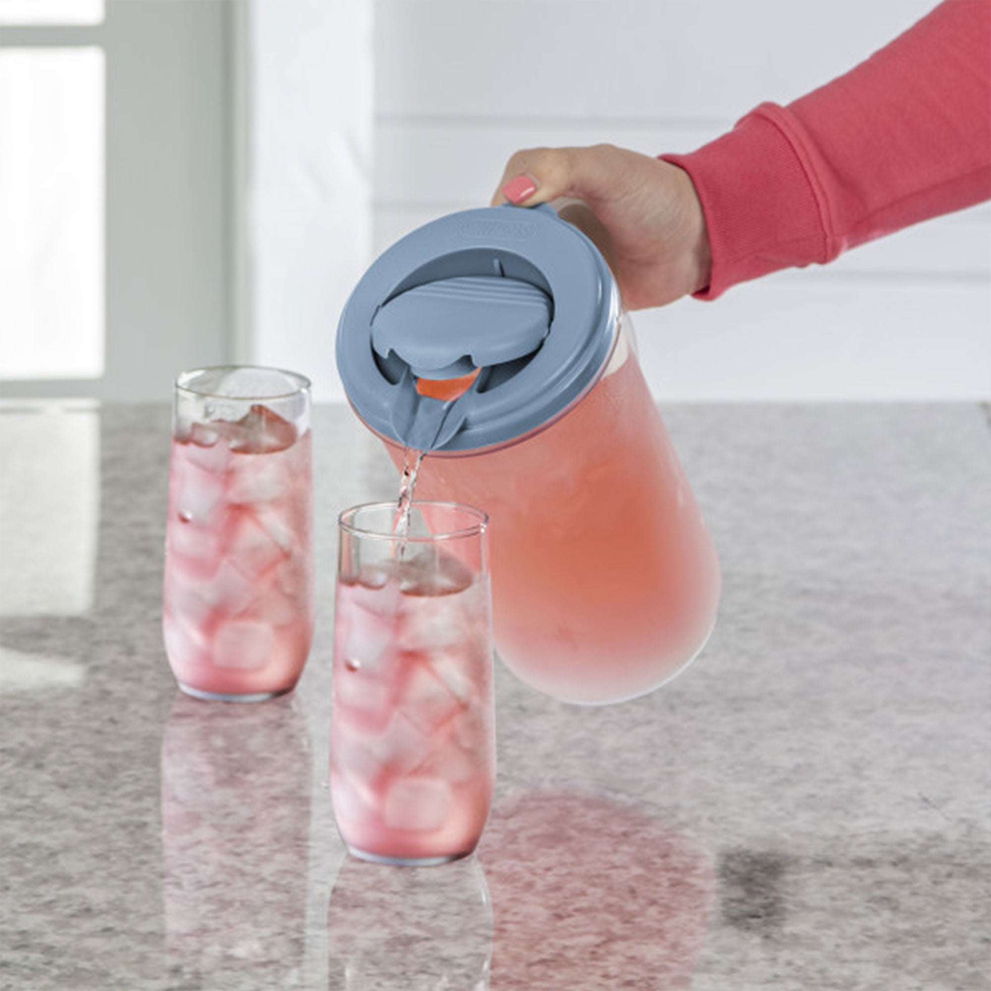 Sterilite 2 Quart, 64oz Clear Plastic Flip Top Pour Pitcher with Lid (18 Pack) - VMInnovations