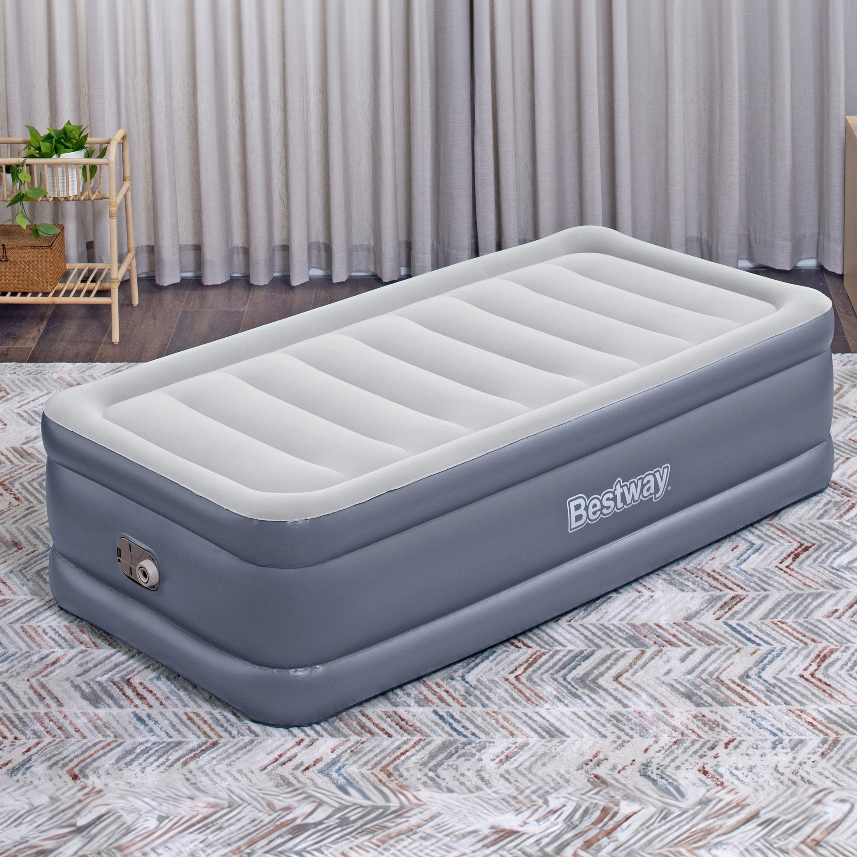 Bestway Tritech Air Mattress Inflatable Twin-Sized Bed with Built-In AC Pump