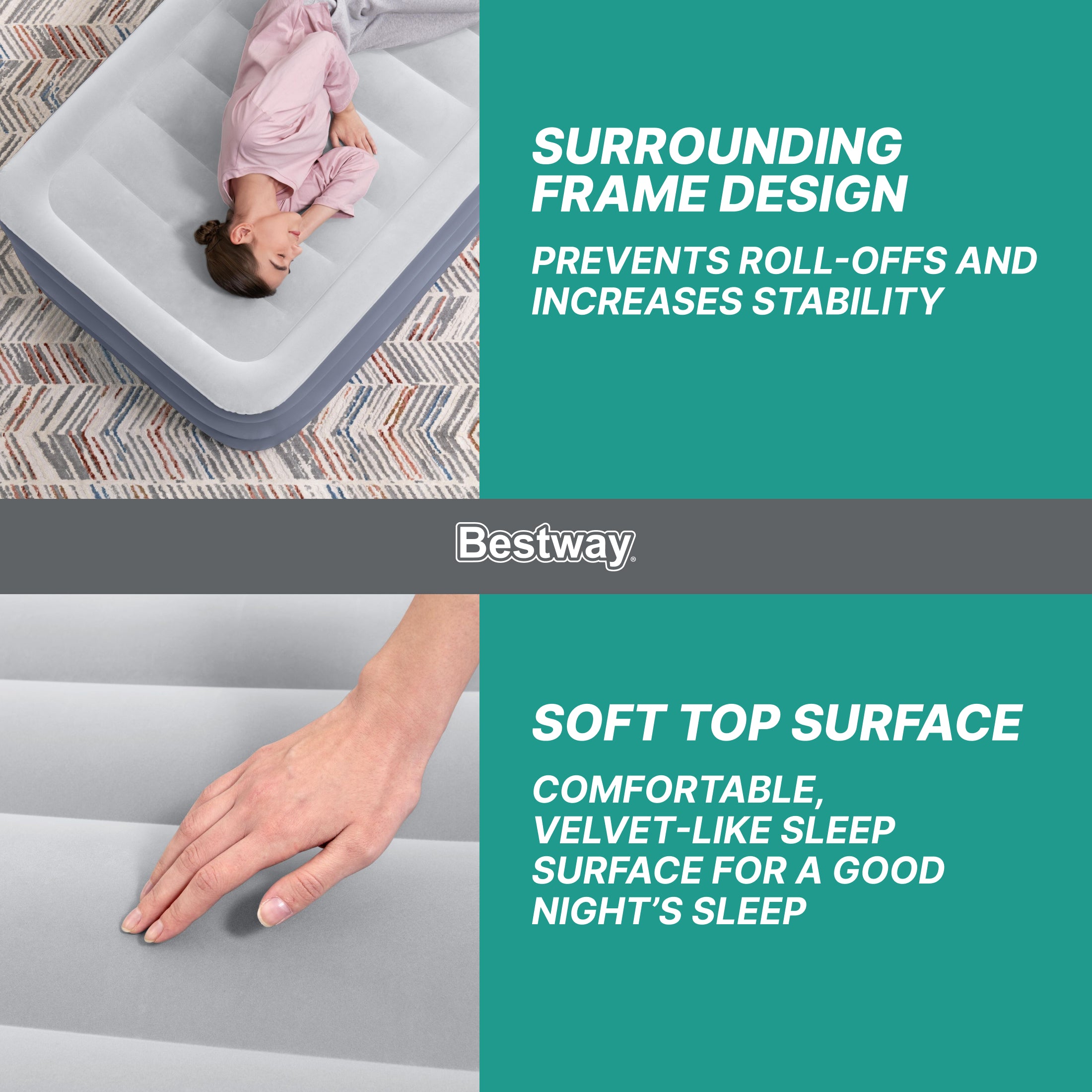 Bestway Tritech Air Mattress Inflatable Twin-Sized Bed with Built-In AC Pump