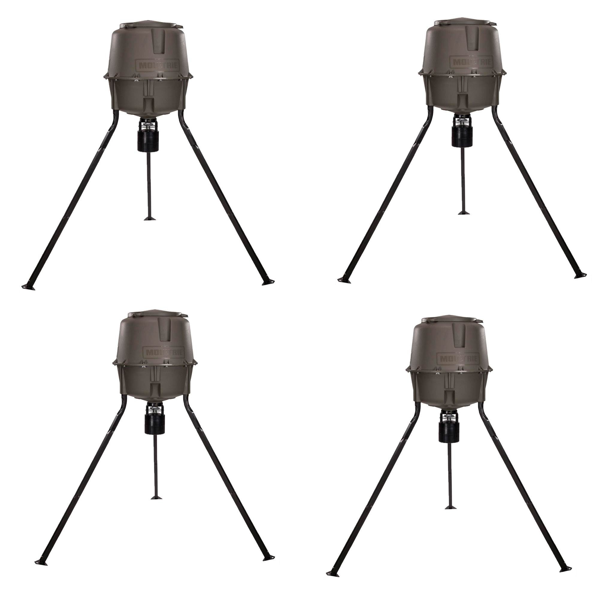 Moultrie 30 Gallon Adjustable Height Quick Lock Tripod Deer Feeder (4 Pack)