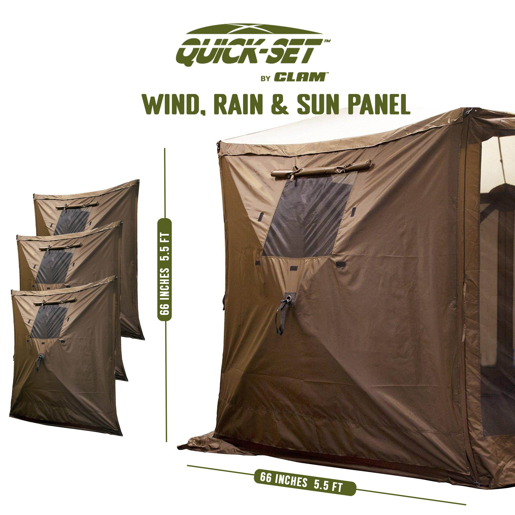 Clam Quick Screen Hub Brown Fabric Wind & Sun Panels Accessory Only (6 Pack) - VMInnovations