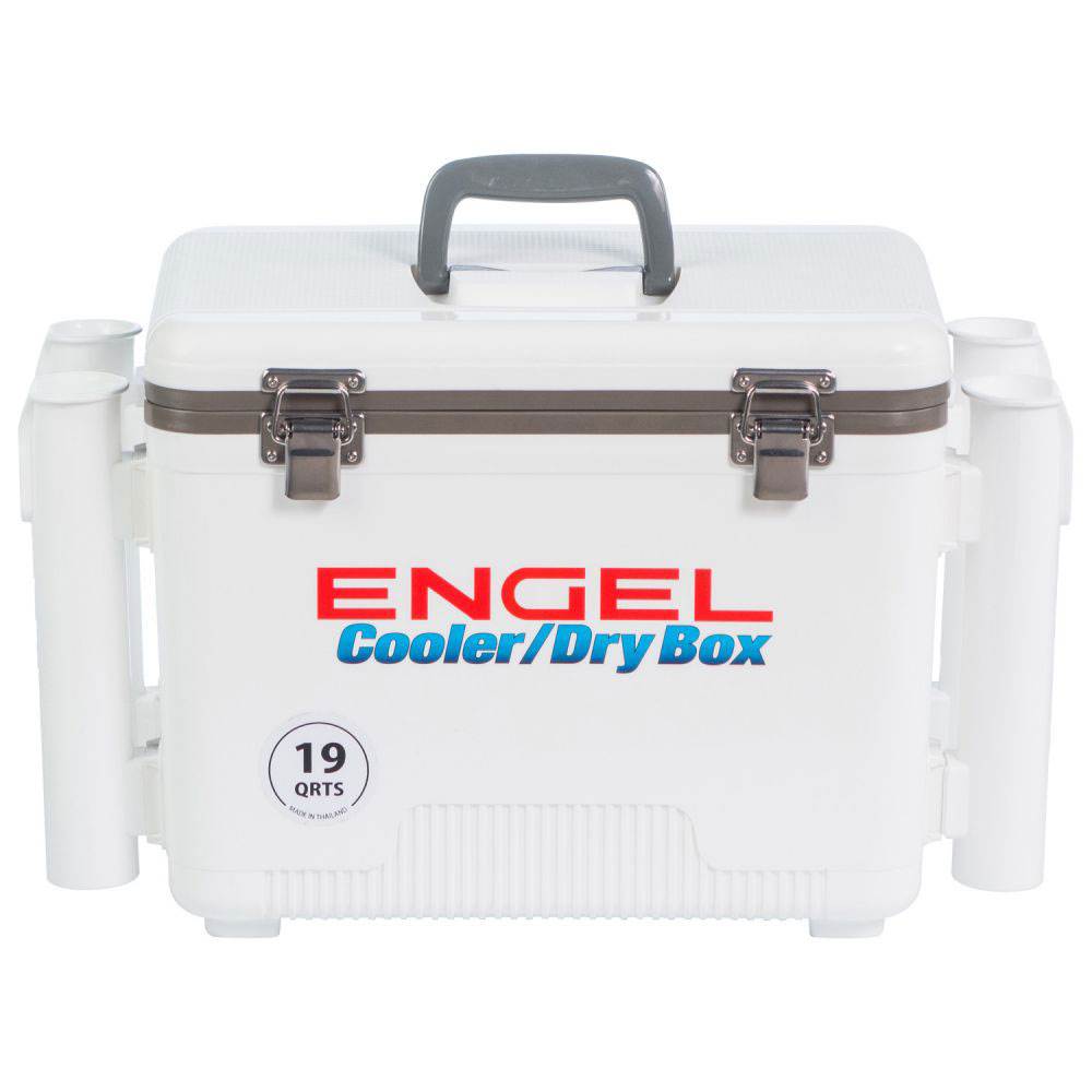 Engel 19 Quart Fishing Rod Holder Insulated Dry Box Ice Cooler, White (Open Box)