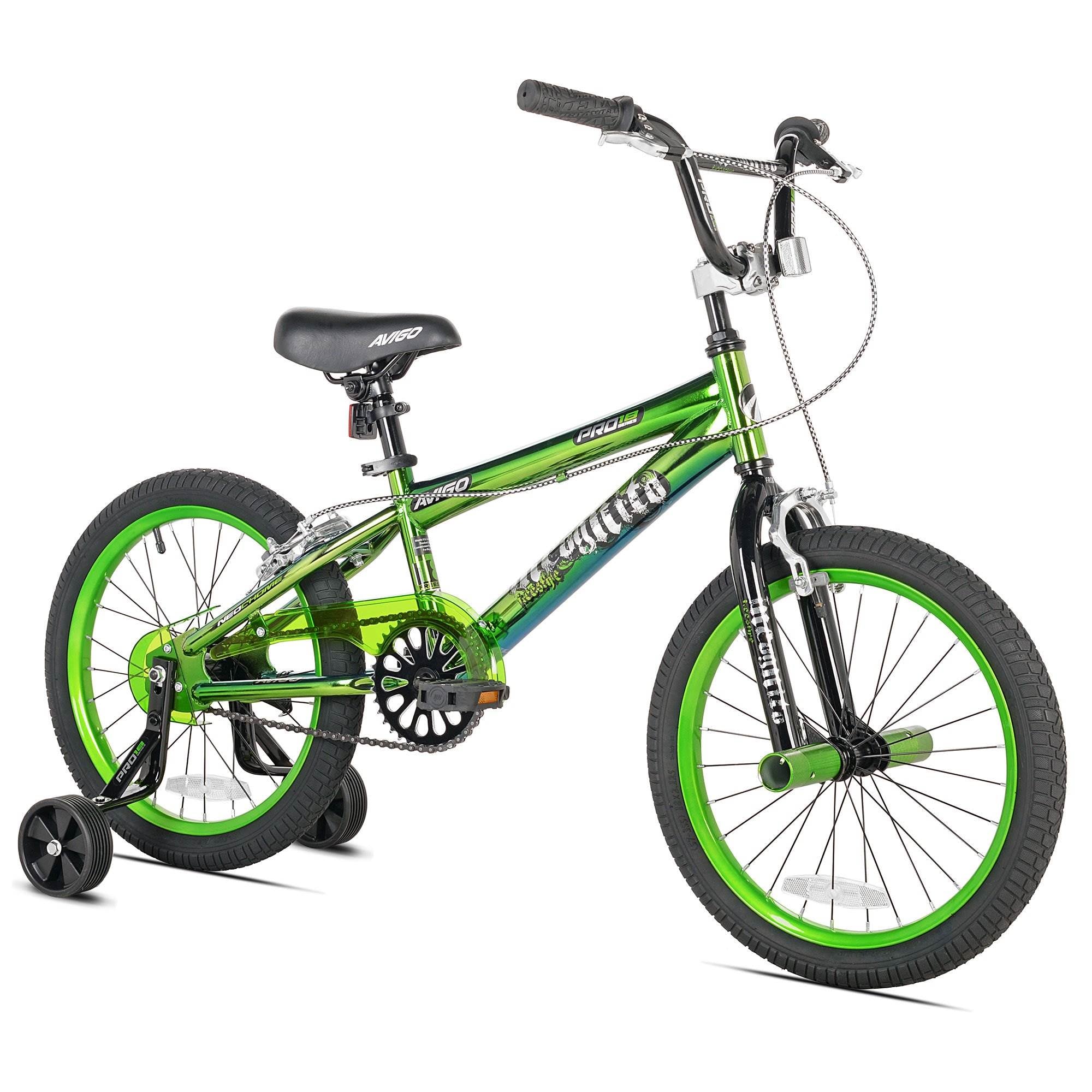 Kent Bikes Avigo Incognito 18" Boys BMX Bike w/ Training Wheels, Green(Open Box)