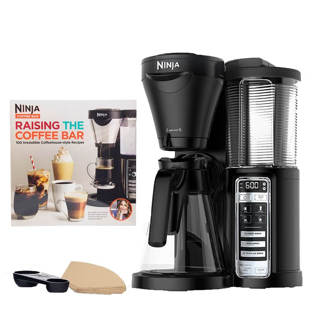 Ninja Coffee Brewer w/ 1-Touch Auto-iQ + Ninja Coffeehouse 100 Recipe Book Guide