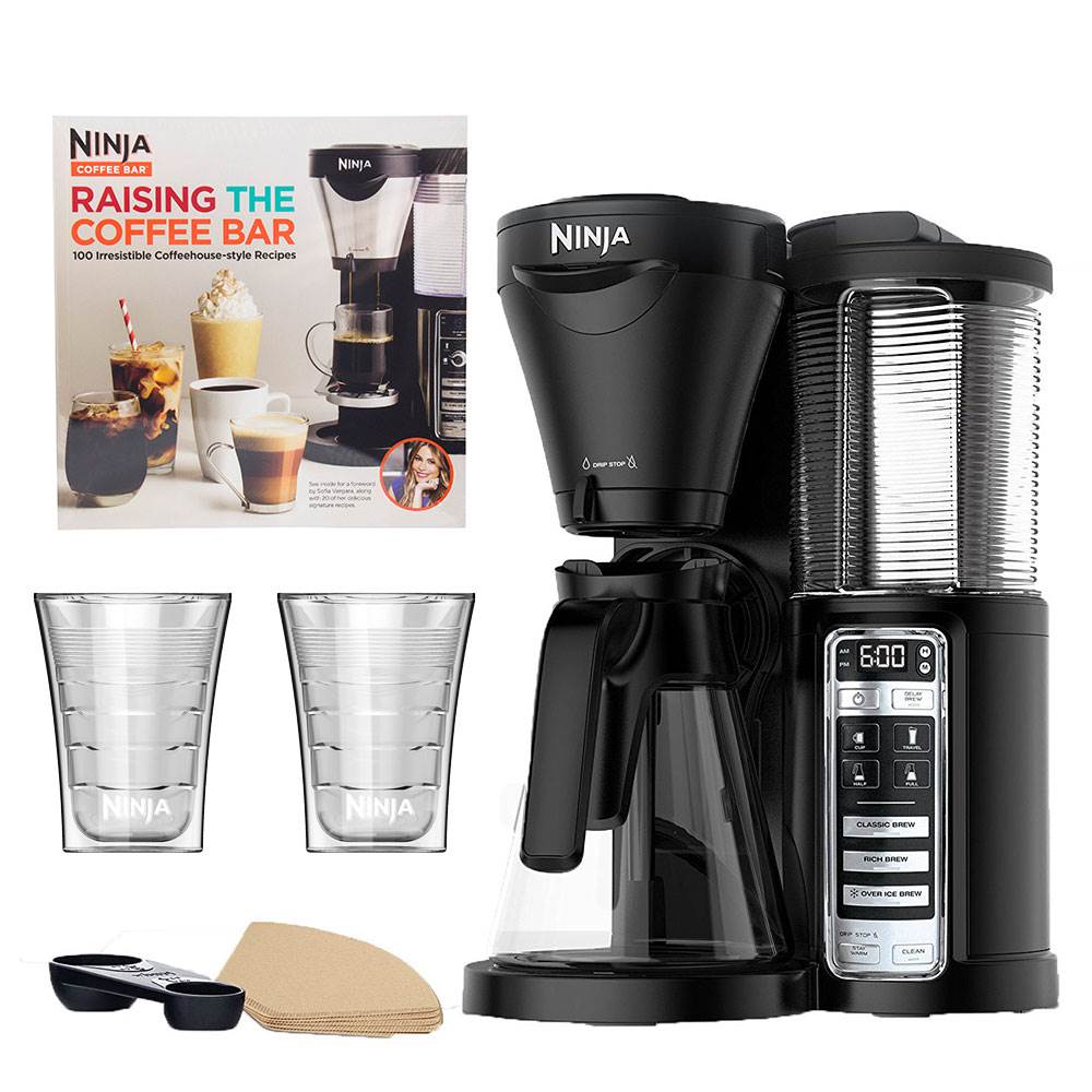 Ninja Coffee Brewer + 100 Coffehouse Recipe Book Guide + 14 Ounce Cup (2 Pack)