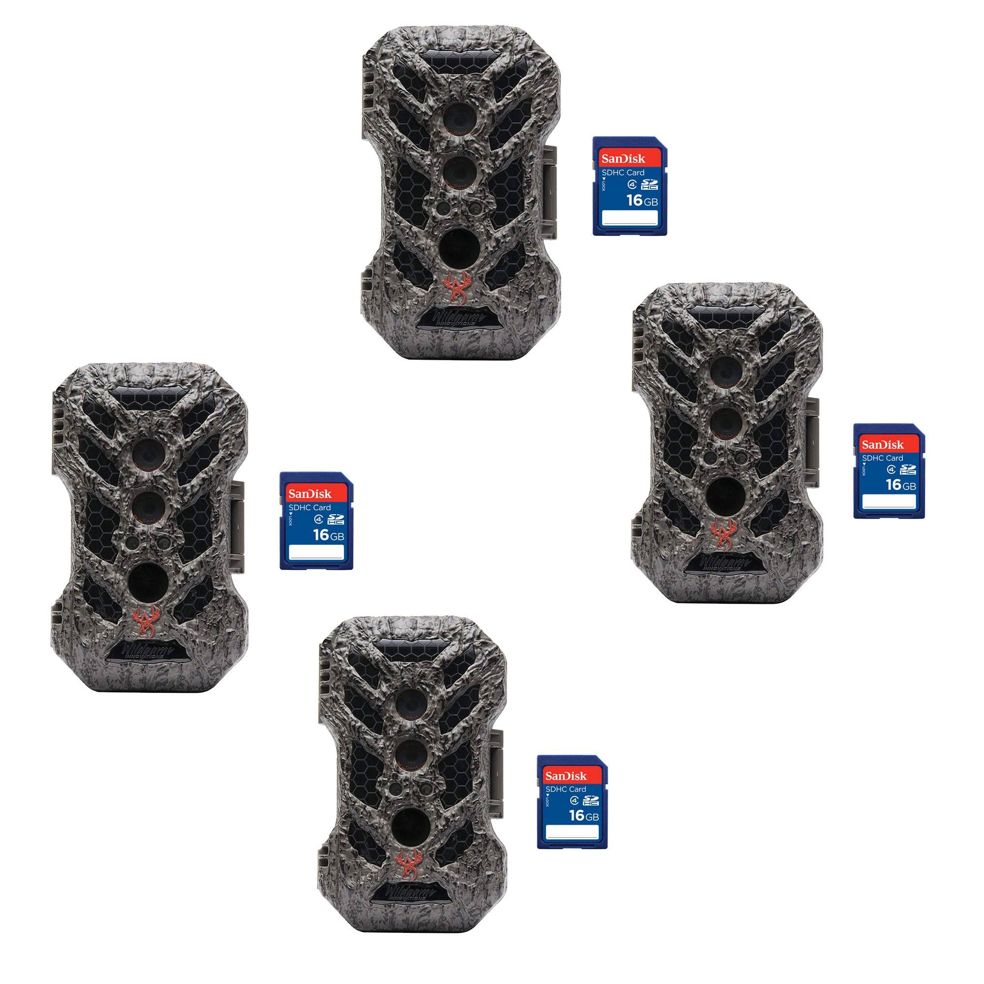 Wildgame Innovations Game Camera (4 Pack) with SanDisk 16GB SD Card (4 Pack)